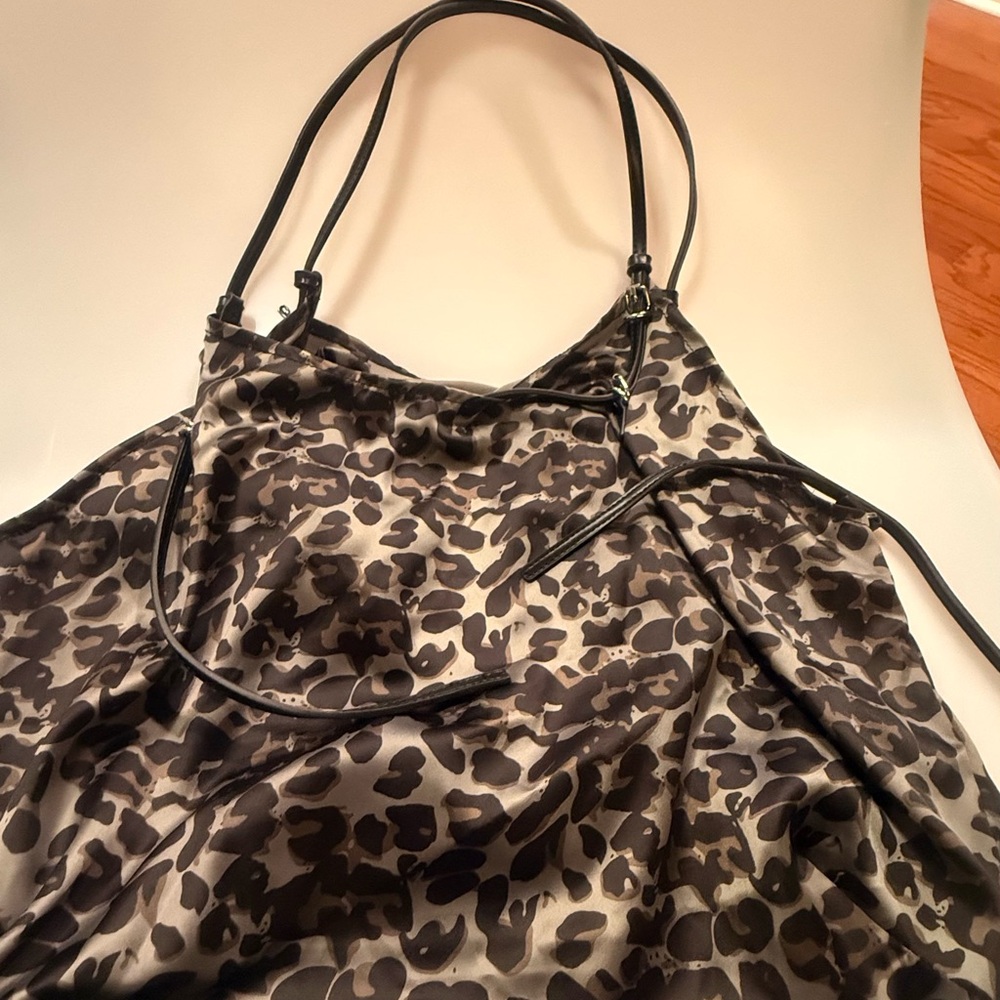 Zara Brown and Black Hobo Bag with Animal Print